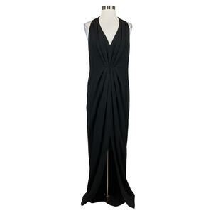 Adrianna Papell Sleeveless V-Neck Long Evening Gown Black Size 10 Dress